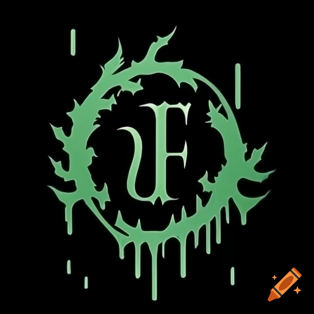 High fantasy typography letter G with ivy branches and spiky elements in Yoshitaka Amano style