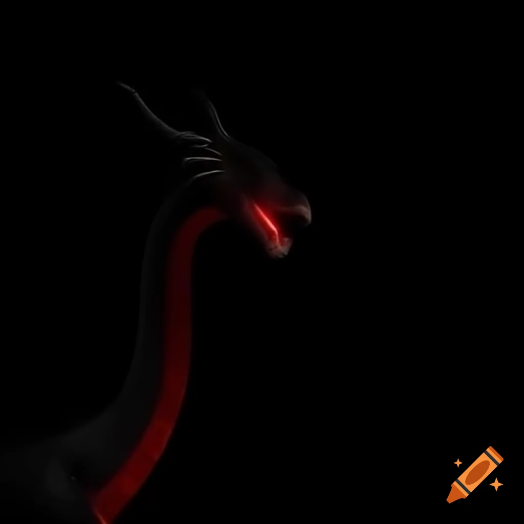 Black and red dragon against a night sky background