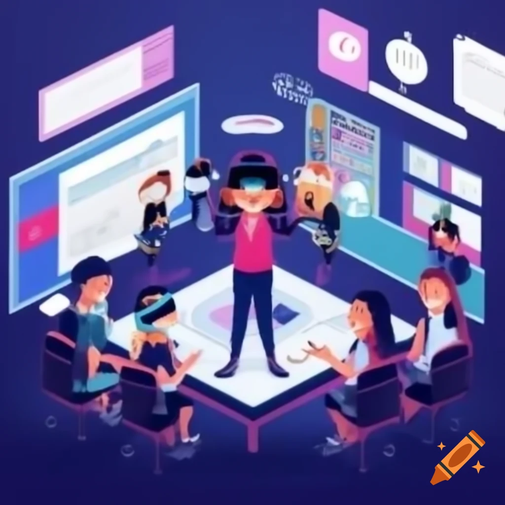 Teacher in virtual classroom with students connecting from home and classroom, reviewing digital documents
