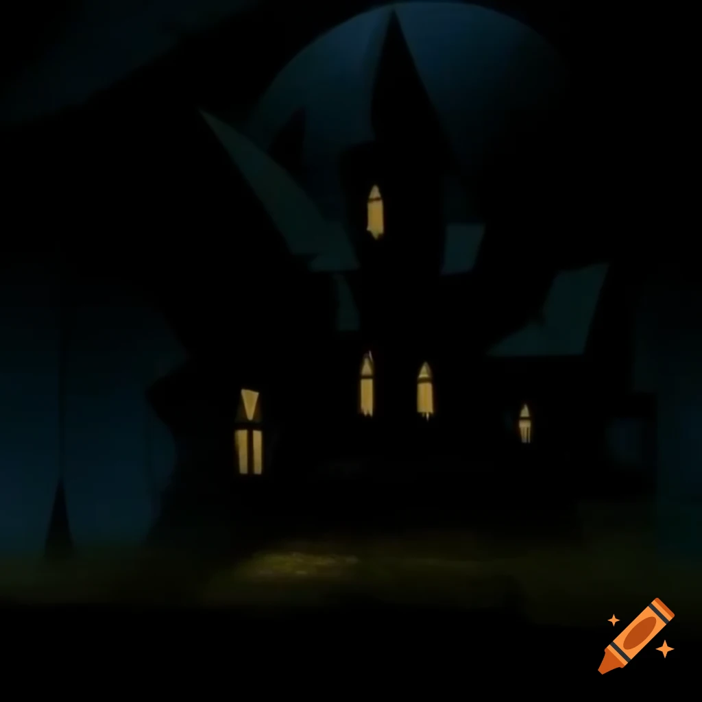 Haunted gothic mansion illuminated by moonlight in Vermeer style