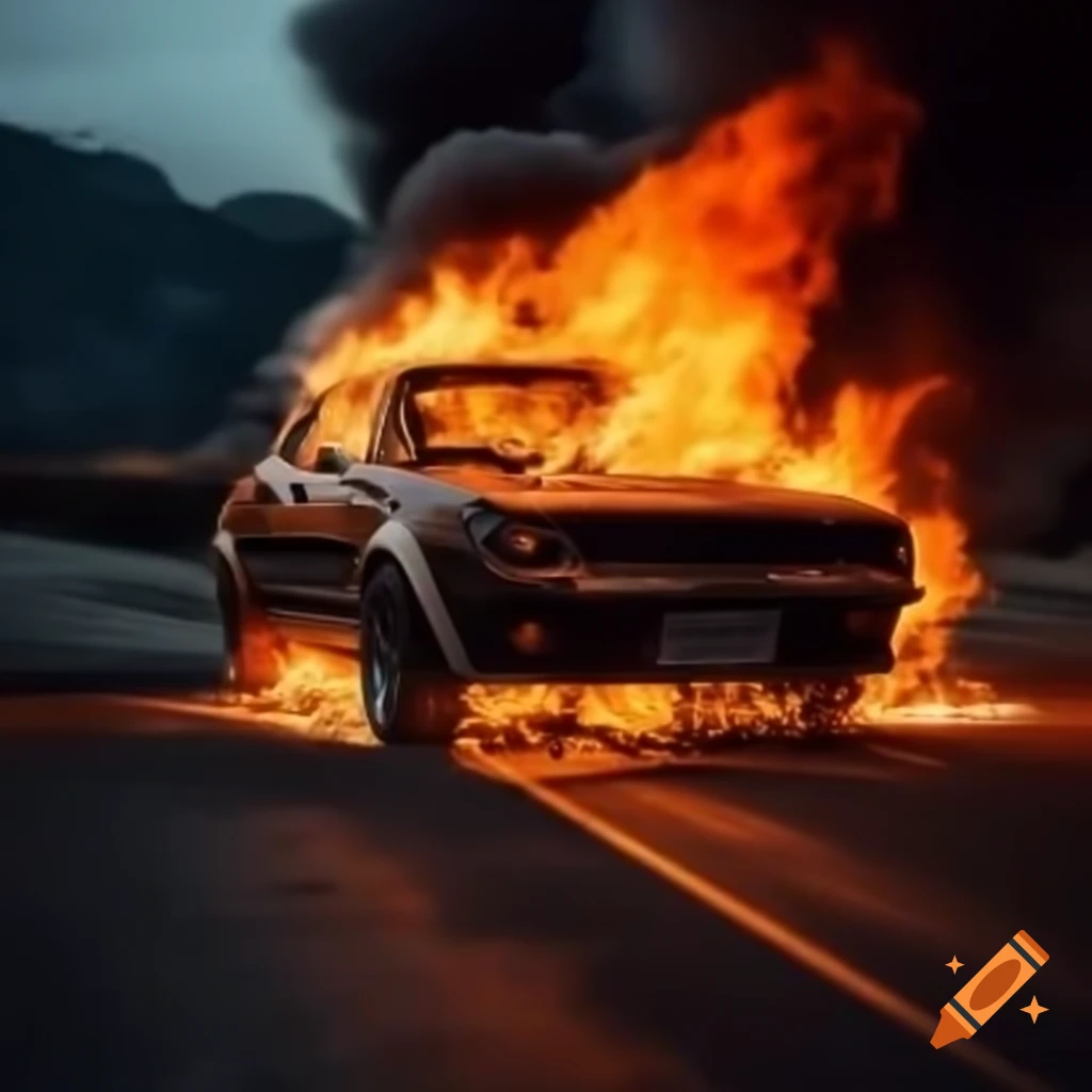 Car engulfed in flames