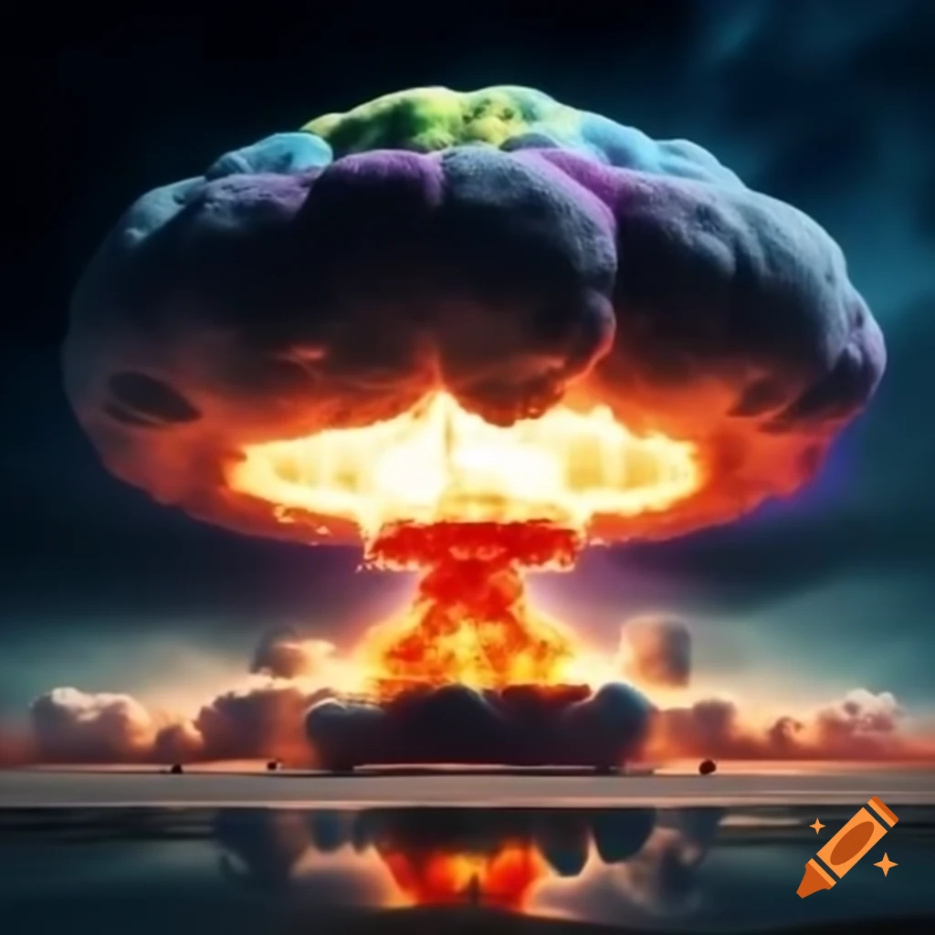 Realistic rainbow-colored nuclear explosion