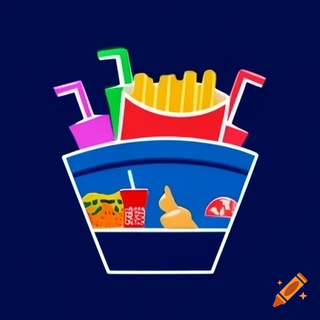 Snackbox logo featuring fries, chicken, candies, and drink in a night style