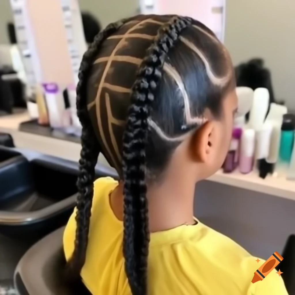 Young lady with braid hair in salon wearing yellow dress