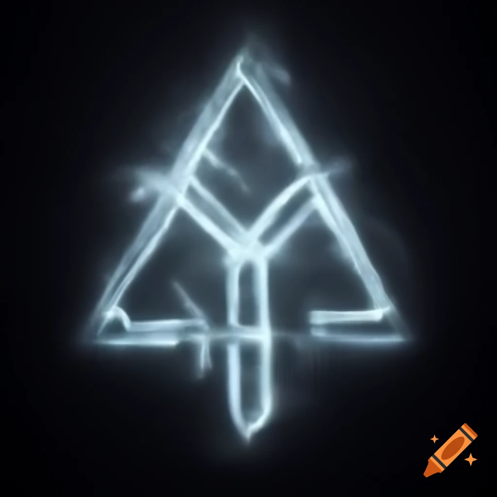Glowing white rune with a distorted design