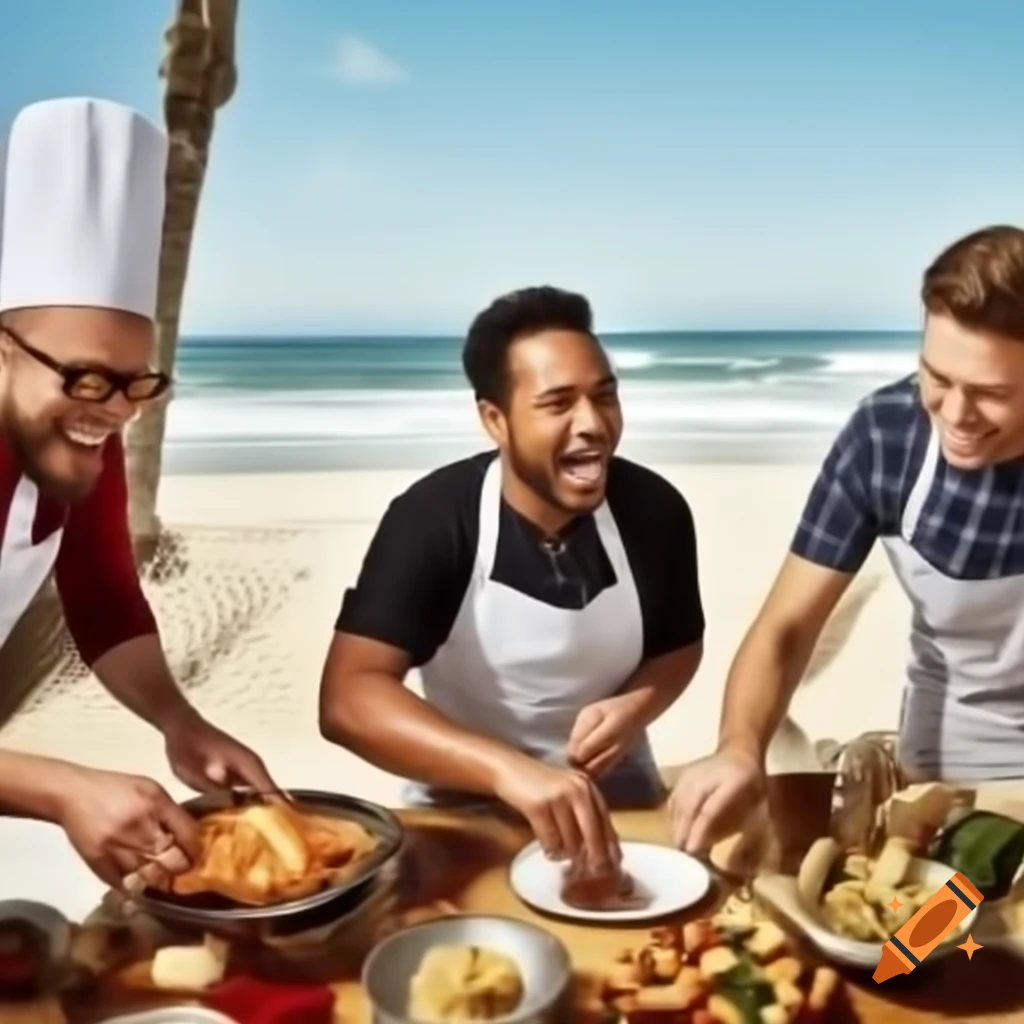 Chefs enjoying a holiday at the beach