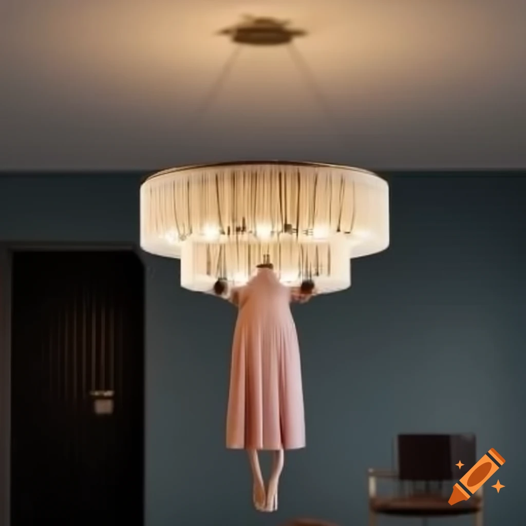 Chandelier dress elegantly hanging from ceiling