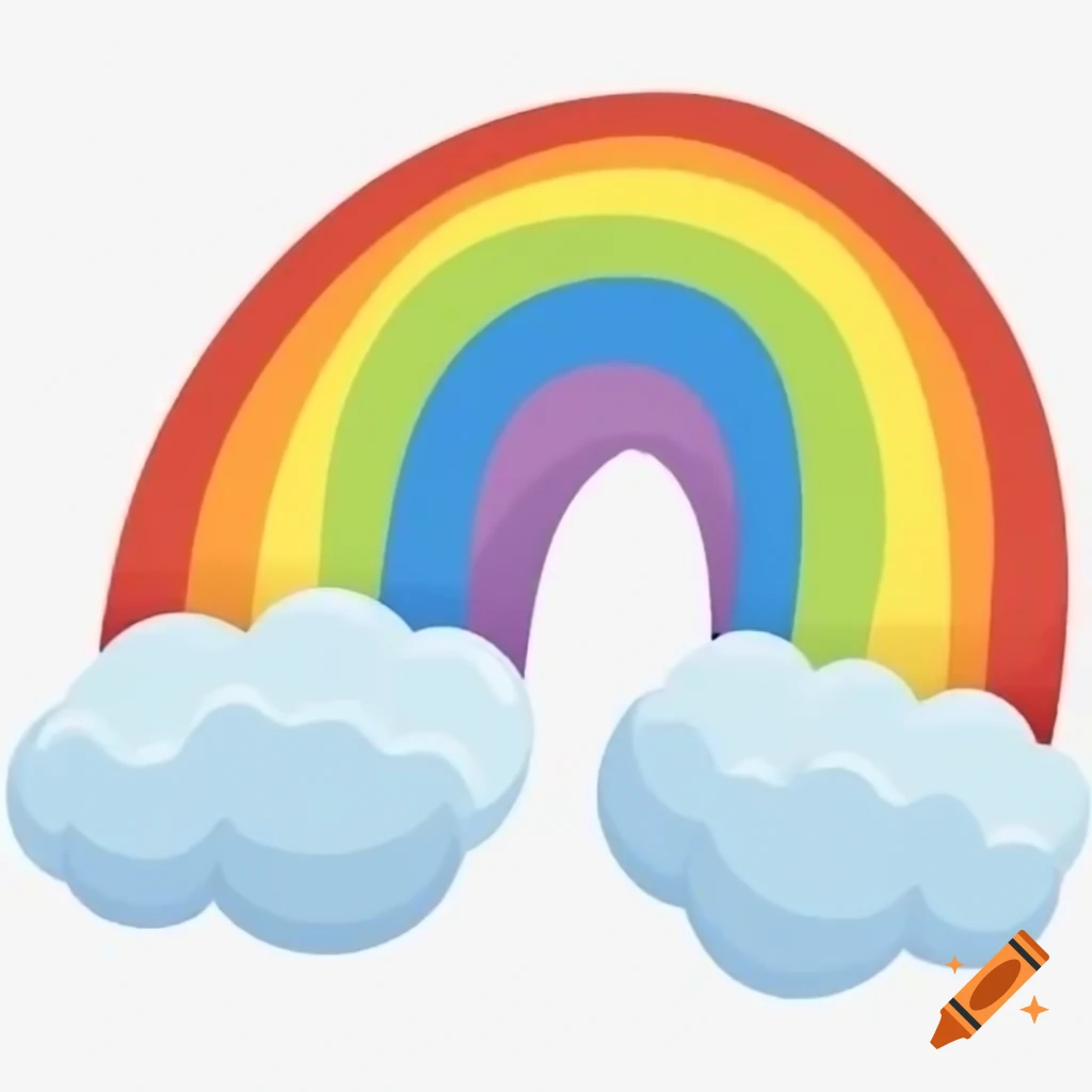 Colorful cartoon rainbow in the sky on craiyon