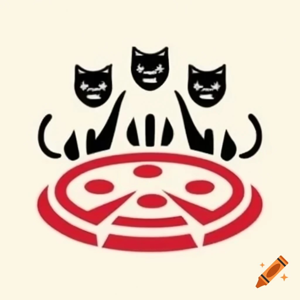 Logo for Dumbass Pizzas by Floki featuring three cats