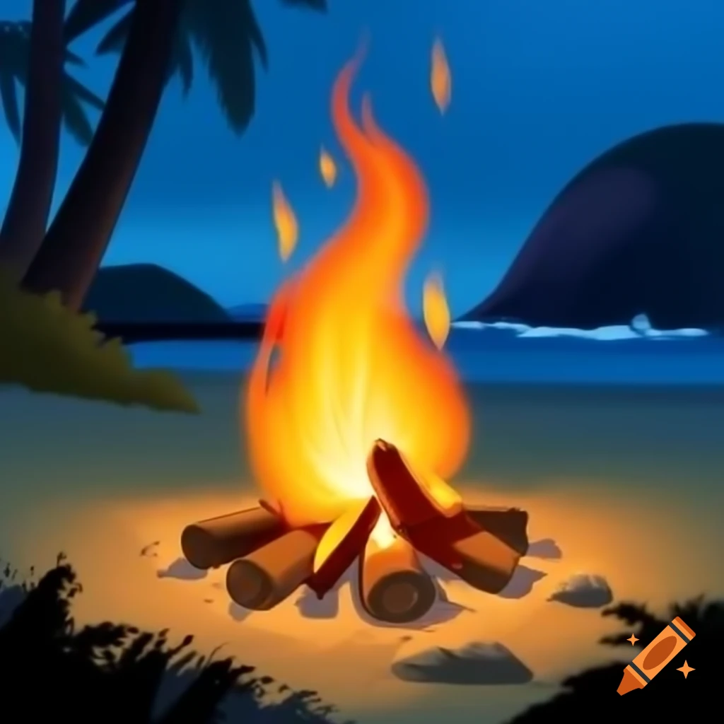 Unlit campfire on beach, ready for gathering