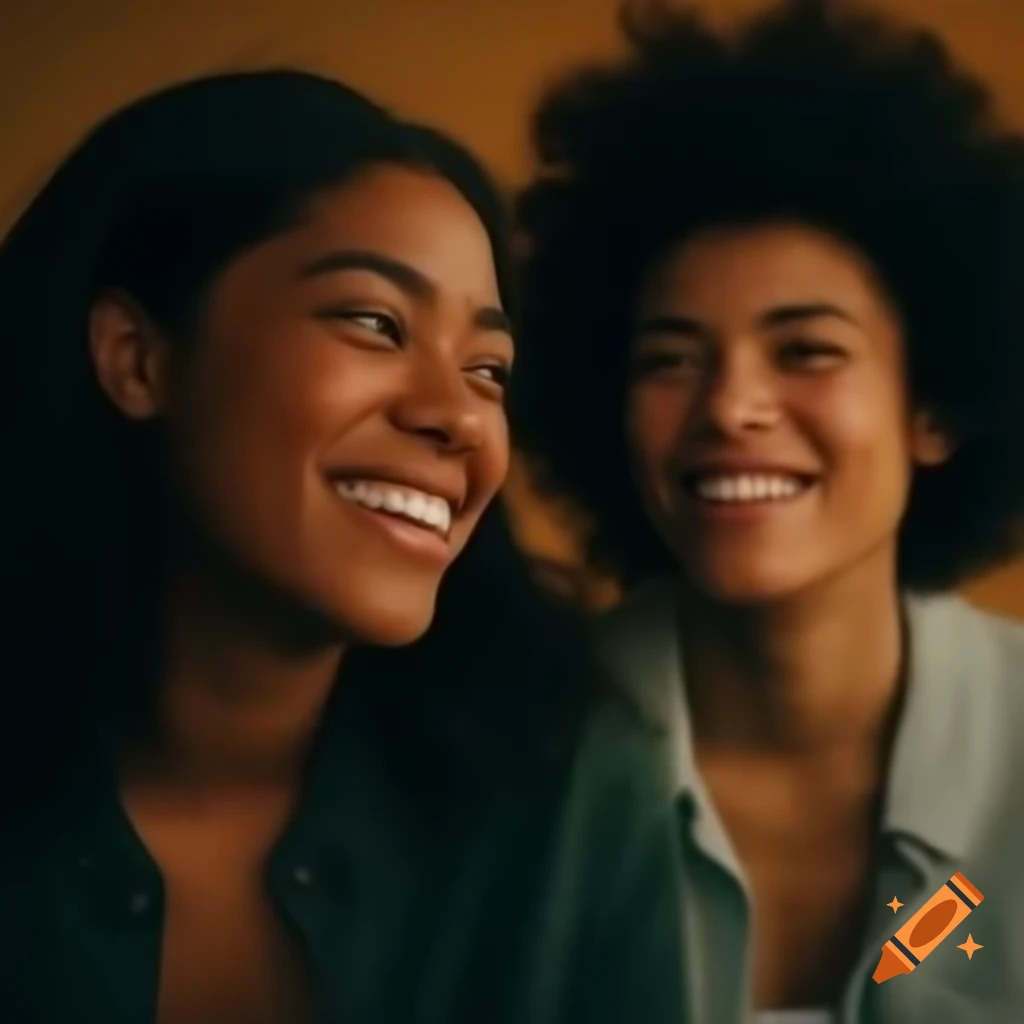 Two individuals engaged in sincere conversation, displaying warm expressions