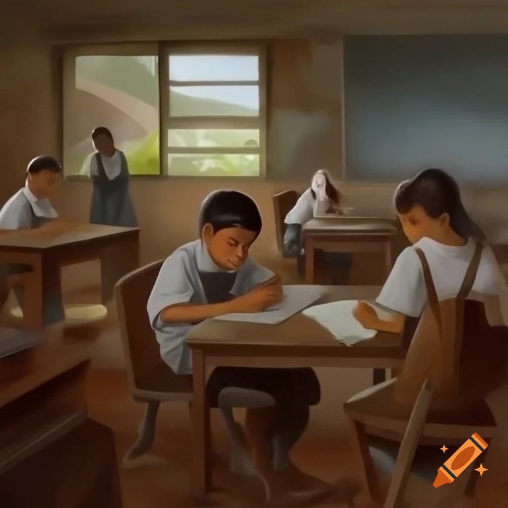 Contrast of rural classroom with dilapidated facilities and urban well-equipped classroom