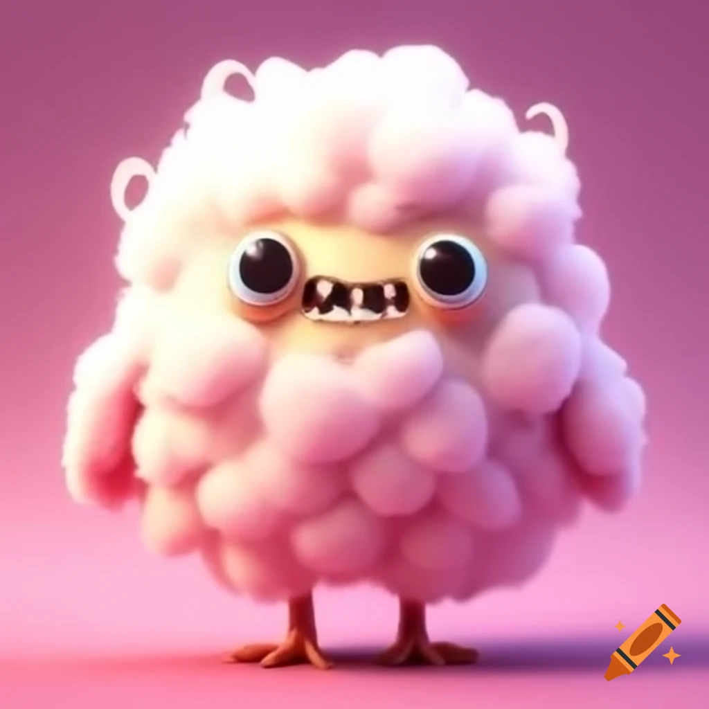 Cute cotton monster with large teeth