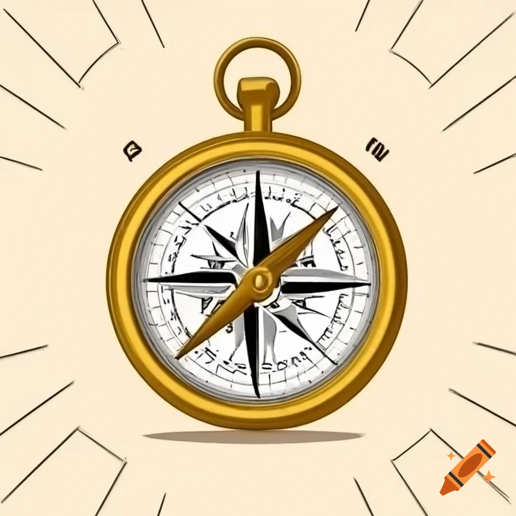 Brass compass indicating northeast direction