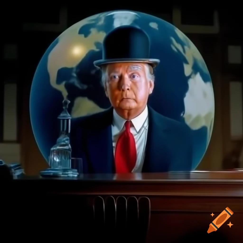 Unique interpretation of Donald Trump in iconic globe scene from Chaplin's The Great Dictator