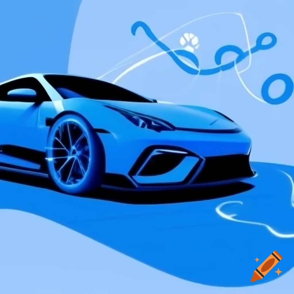 Abstract stylized blue car design for car dealership business card
