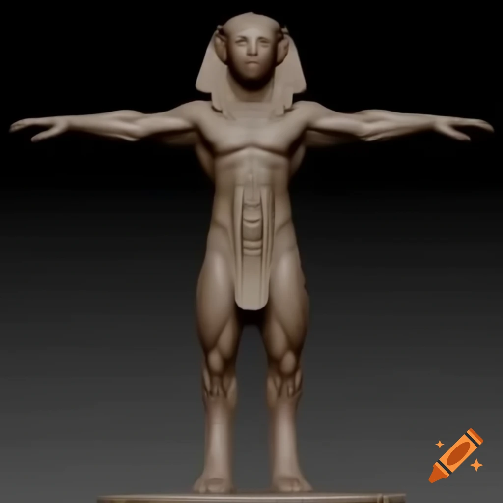 Low poly chibi-style ancient Sphinx figure in T-pose