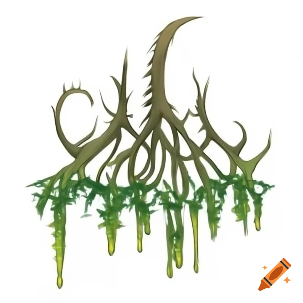 Elegant fantasy art inspired by Yoshitaka Amano featuring ivy branches and typography