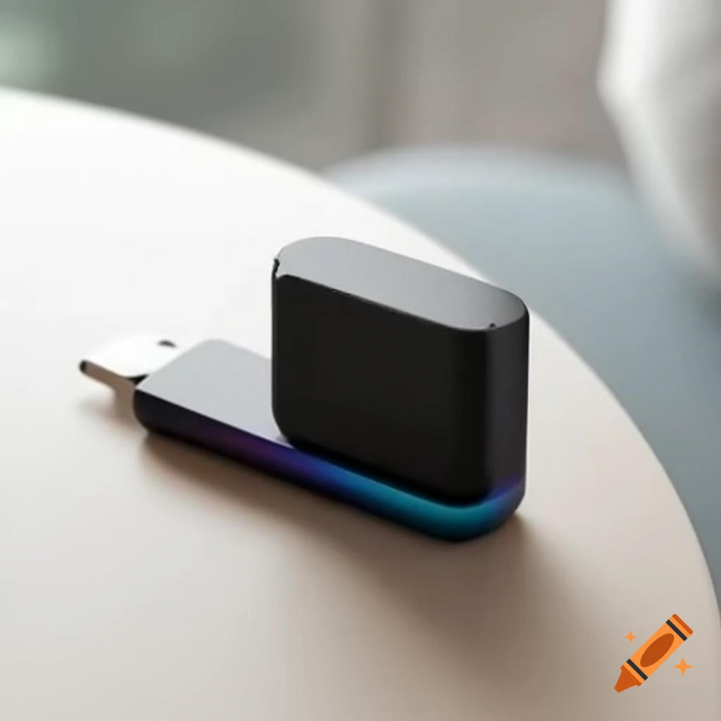 Small black rectangular device with antenna and USB-C on a table