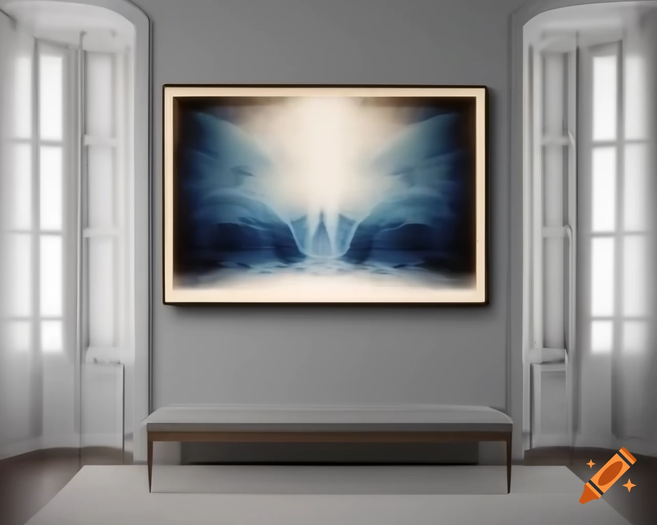 Abstract painting with aqua tones and low light ambiance