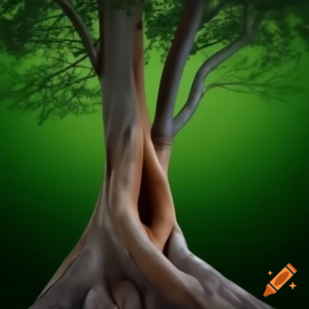 Beech trunk with vibrant green background