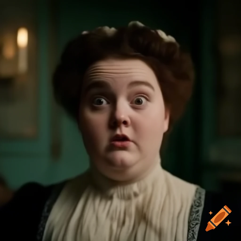 Victorian lady with surprised expression and mouth open