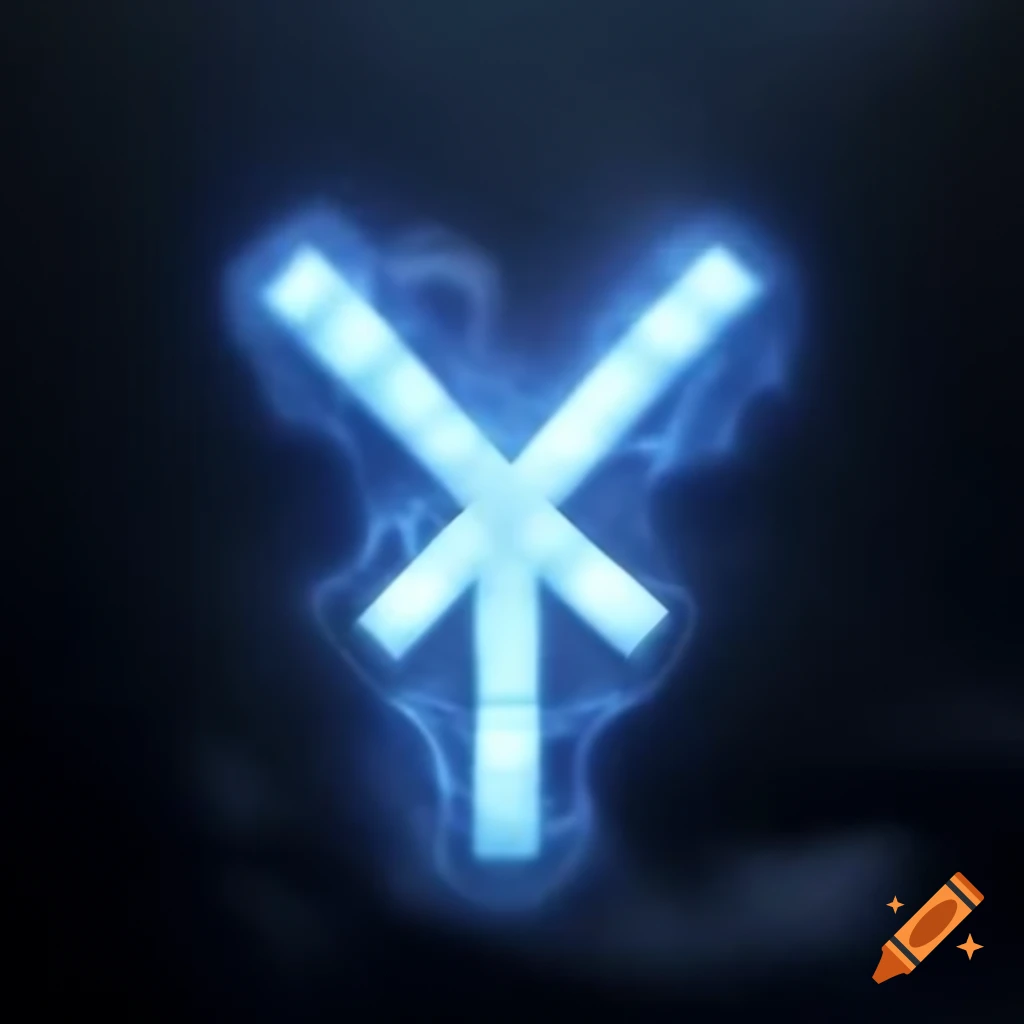 Glowing white twisted rune design