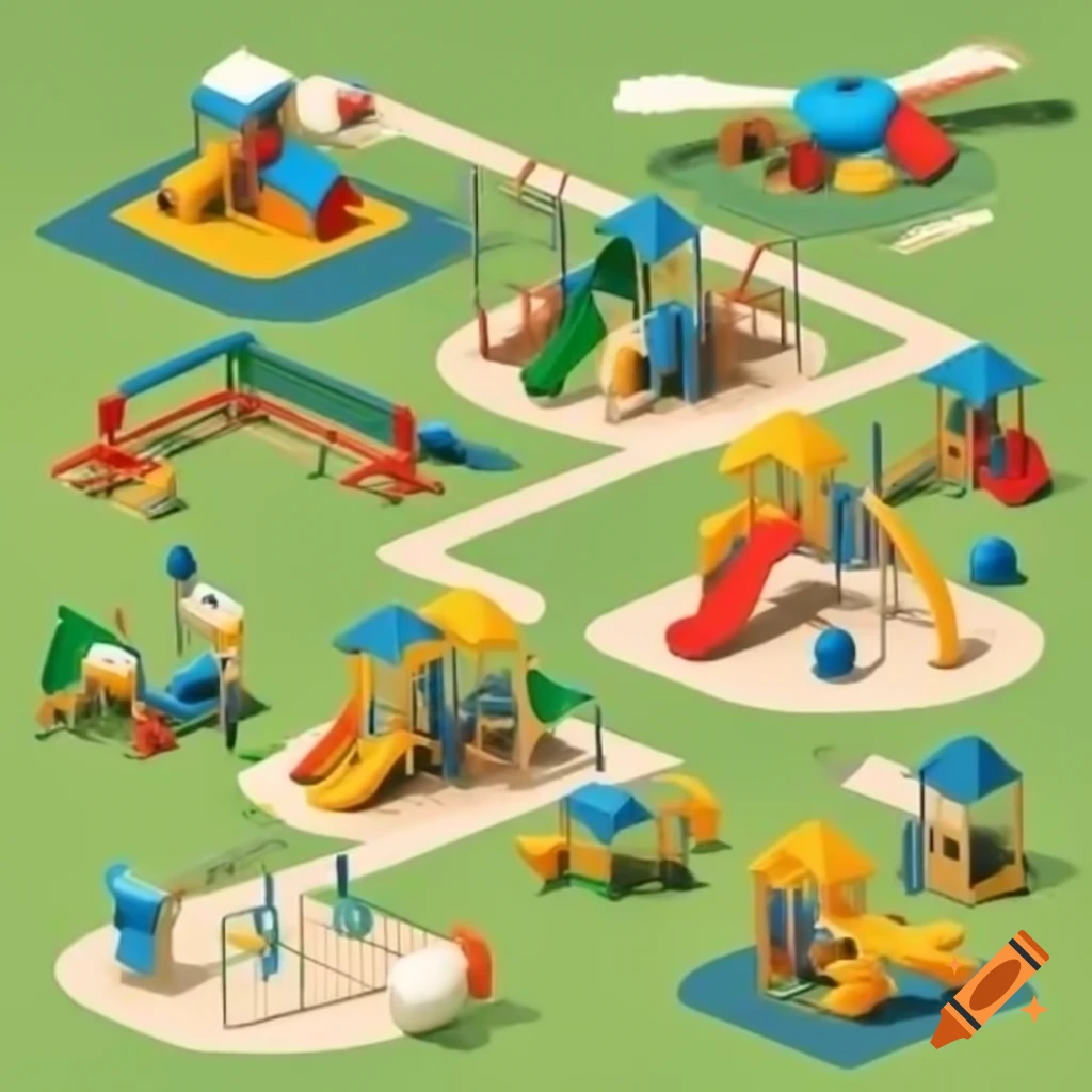 Playground design with equipment shaped like triangles and quadrilaterals
