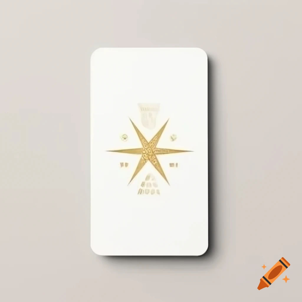 Minimalist white tarot card featuring a star design with gold artwork