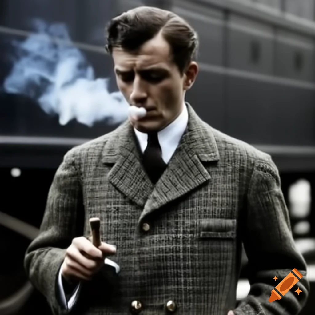 Tweed jacket with a pipe