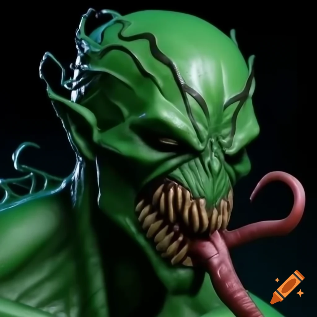 Super Skrull character fused with Venom, comic style