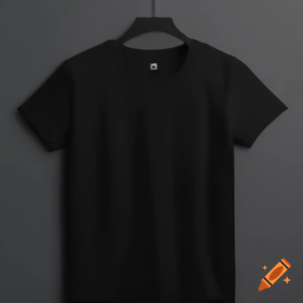 Black t-shirt mockup neatly ironed with hanger