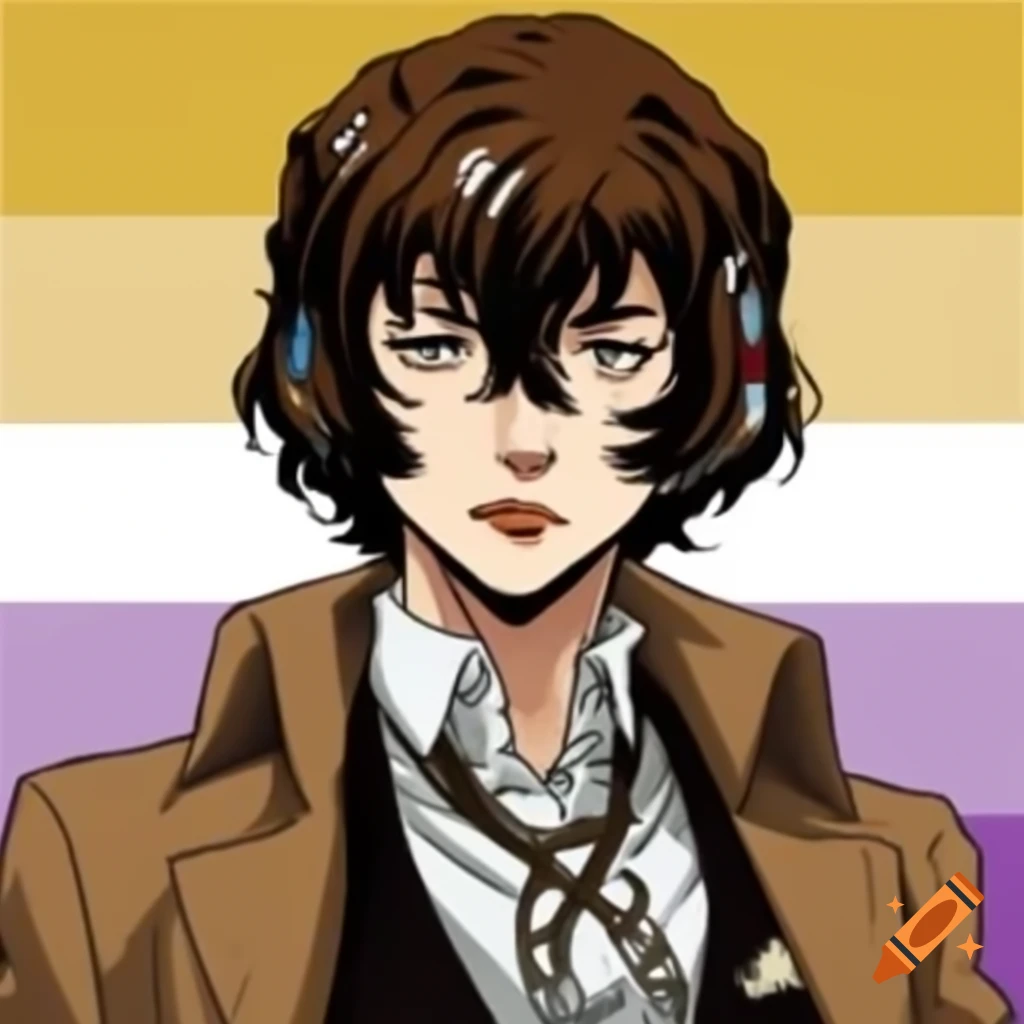 Osamu Dazai illustrated in JoJo art style