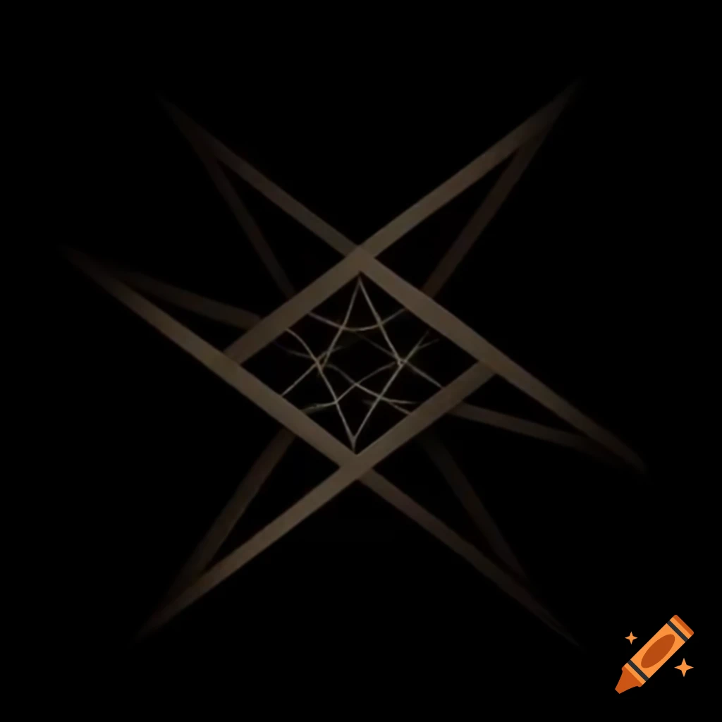 High detailed block printing of an inverted pentagram in M.C. Escher style