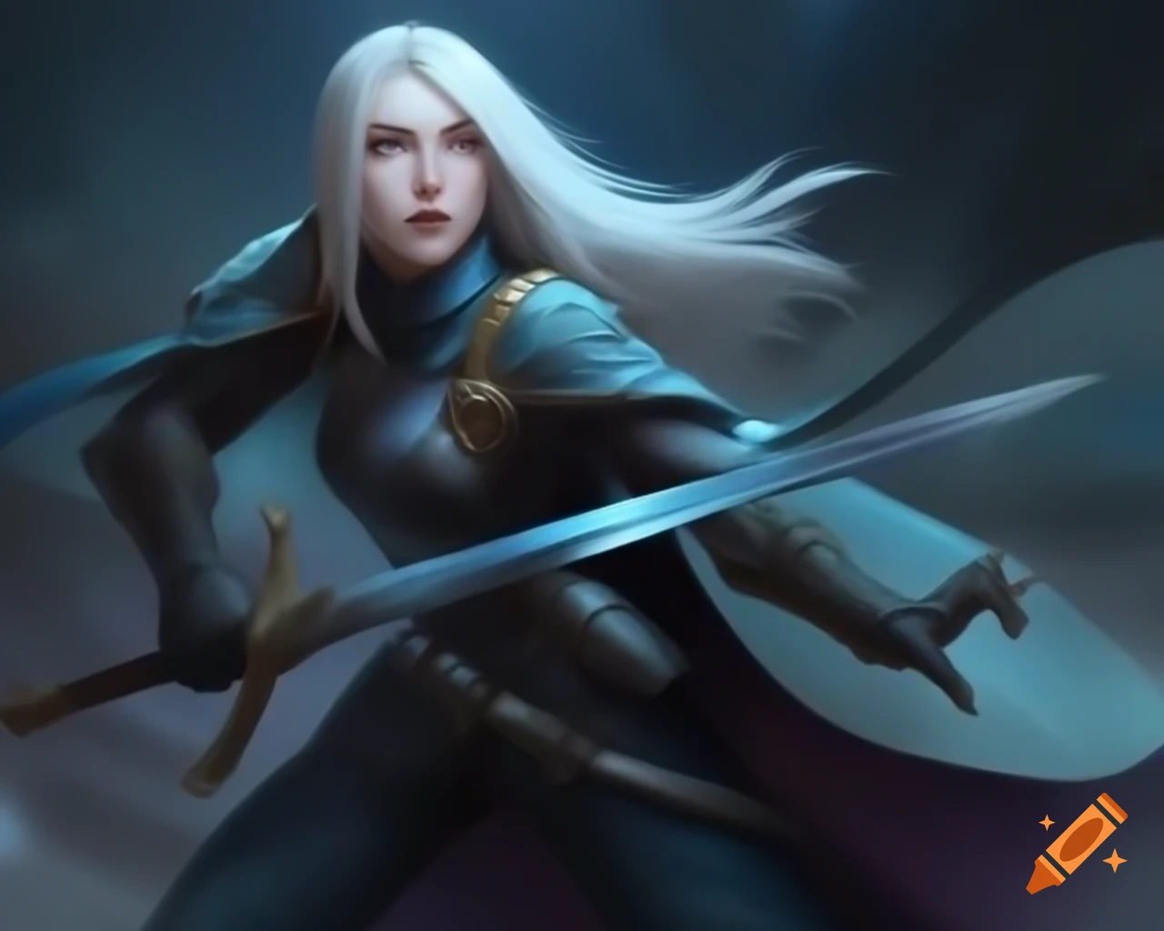 High detail fantasy art of a white soldier with sword