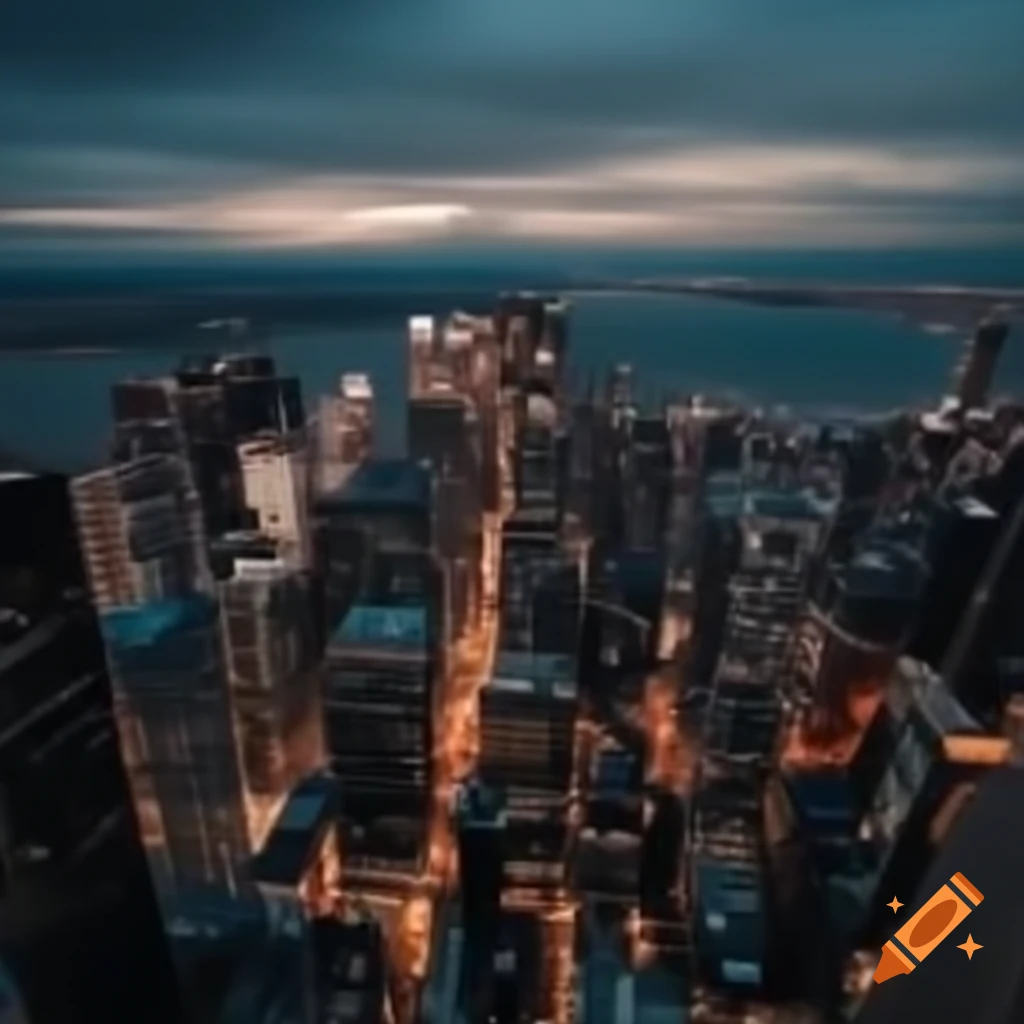 Vibrant cityscape view showcasing buildings and skyline
