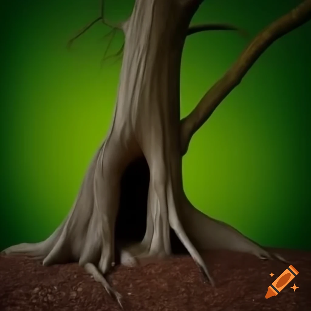 Beech trunk displayed against a vibrant green background