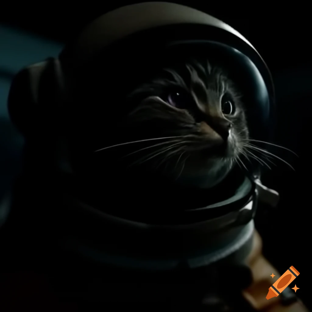 Grey tabby cat dressed as an astronaut