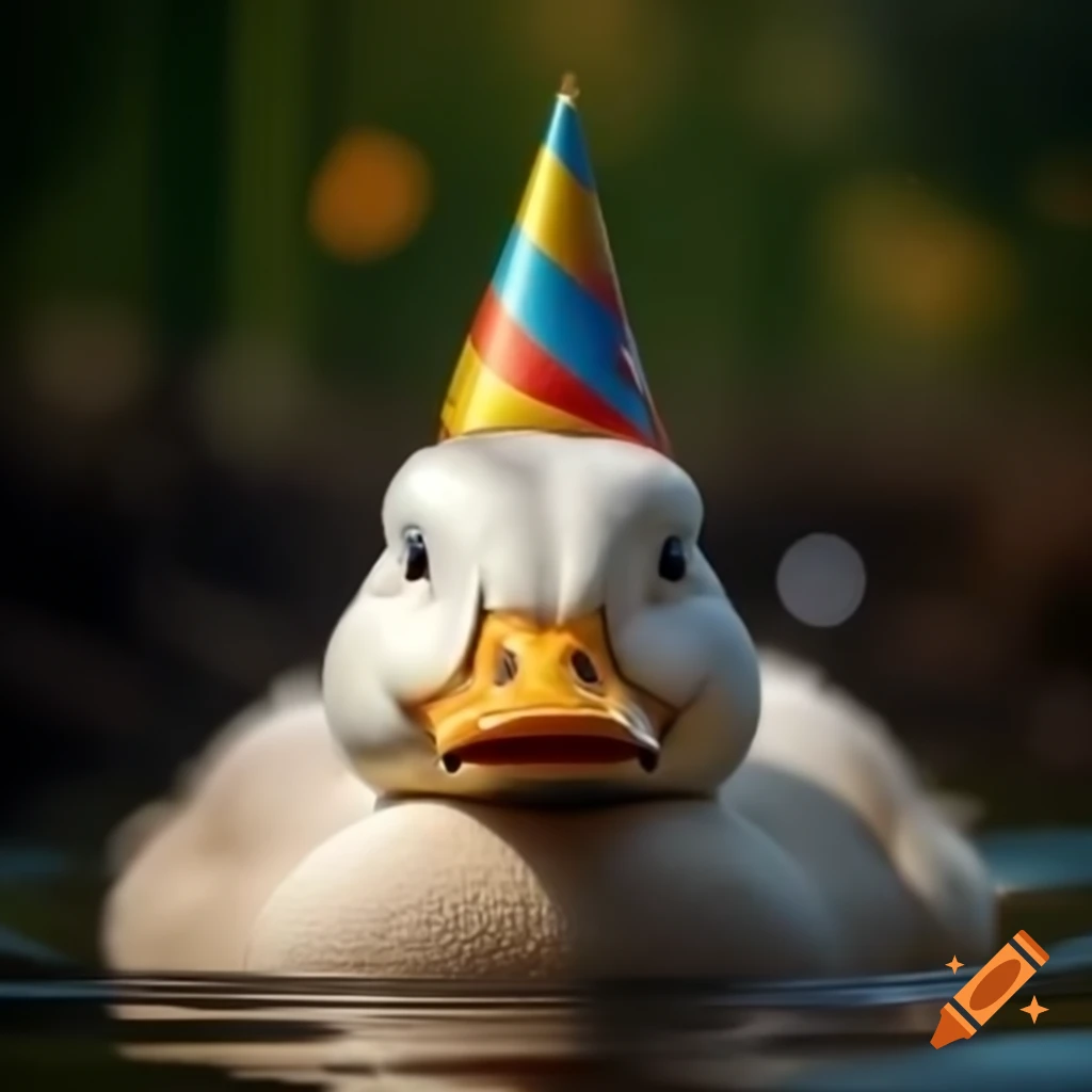 Angry duck celebrating a birthday