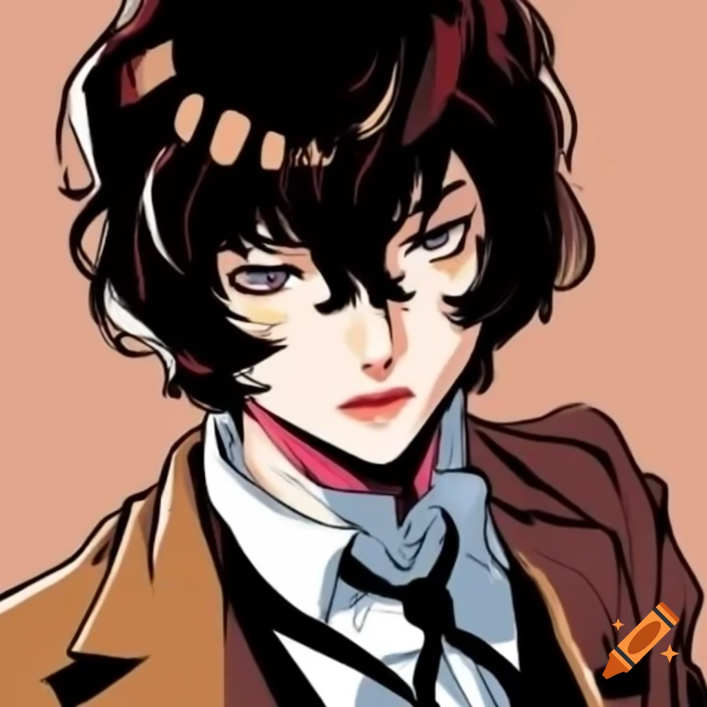 Osamu Dazai illustrated in JoJo art style