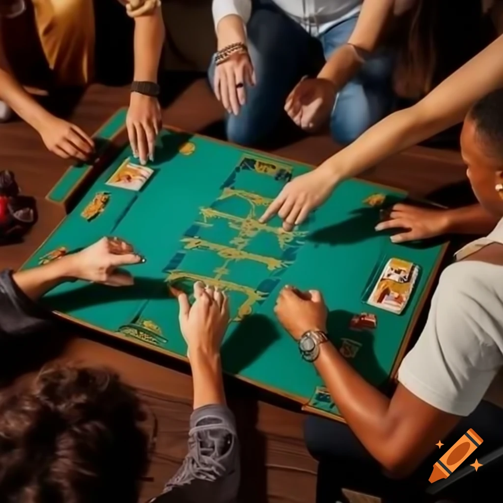 Group of people enjoying a board game around a table