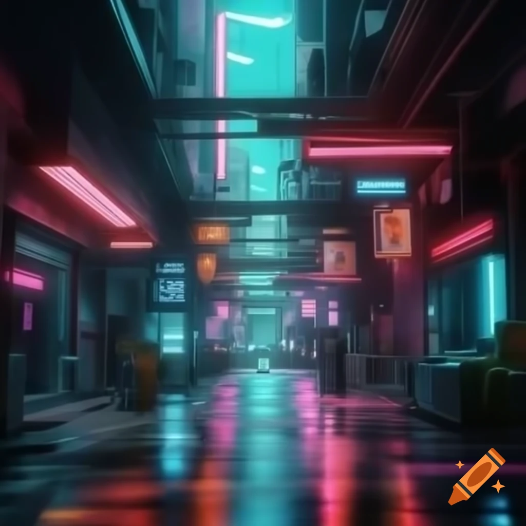 Cyberpunk themed street inspired by Miami Vice