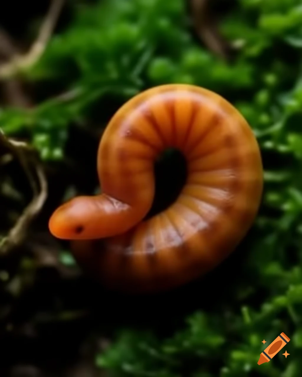 Slimy earthworm on soil