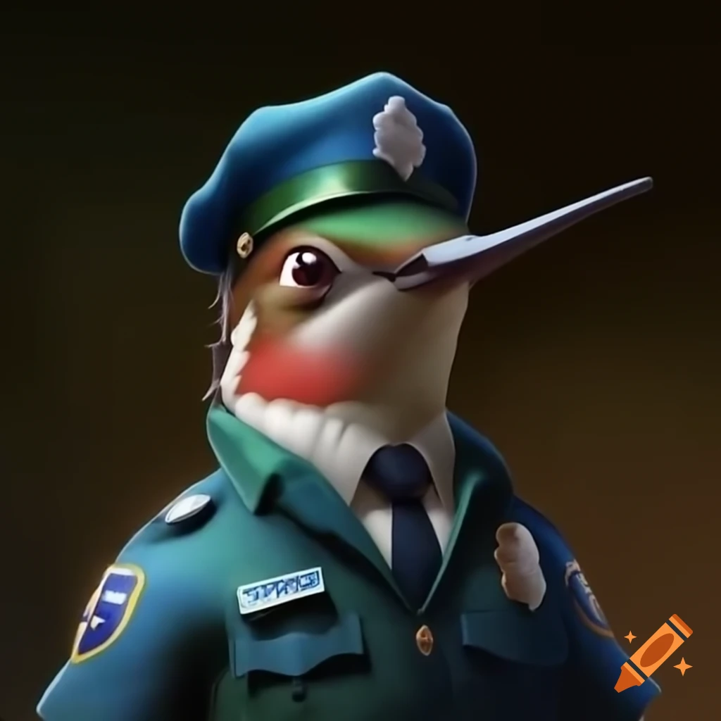 Hummingbird in police uniform