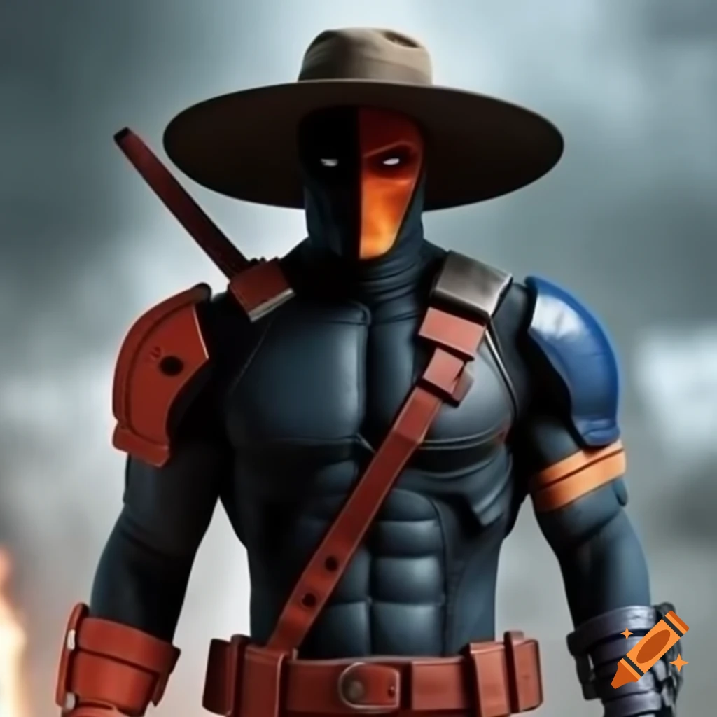 Character in wide-brimmed hat, fitted jacket, and high leather boots