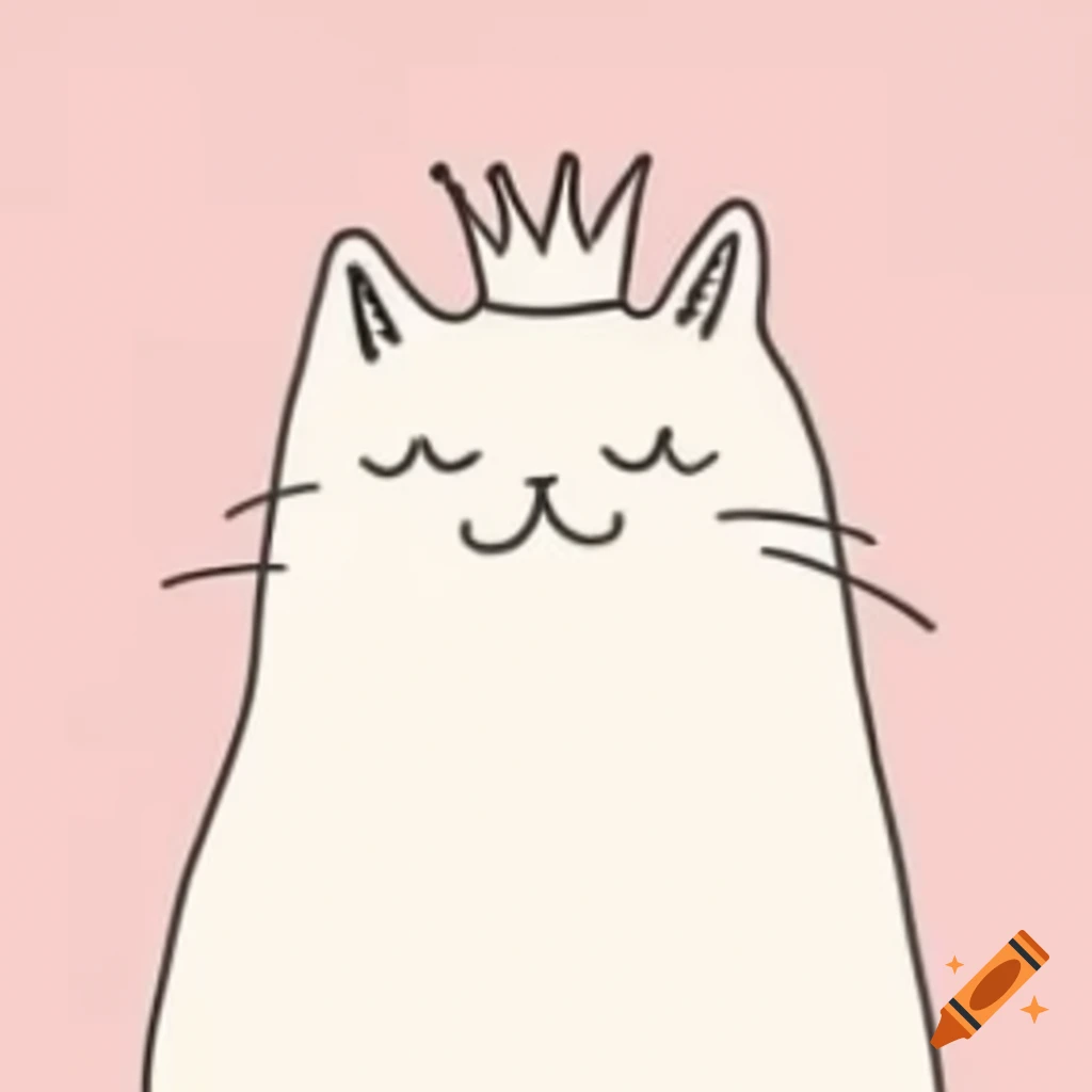 Minimalistic line art of a cat wearing a crown