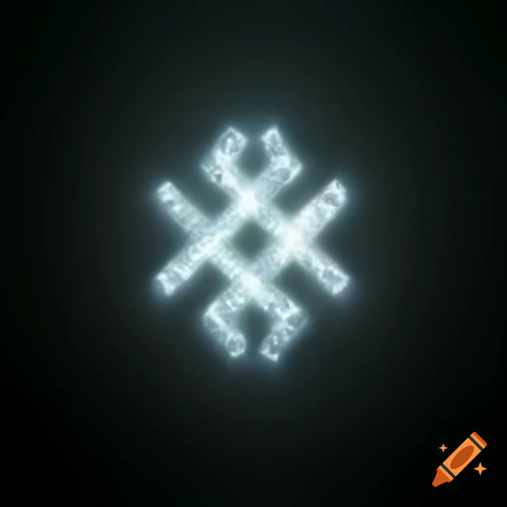 Glowing white rune with a distorted design