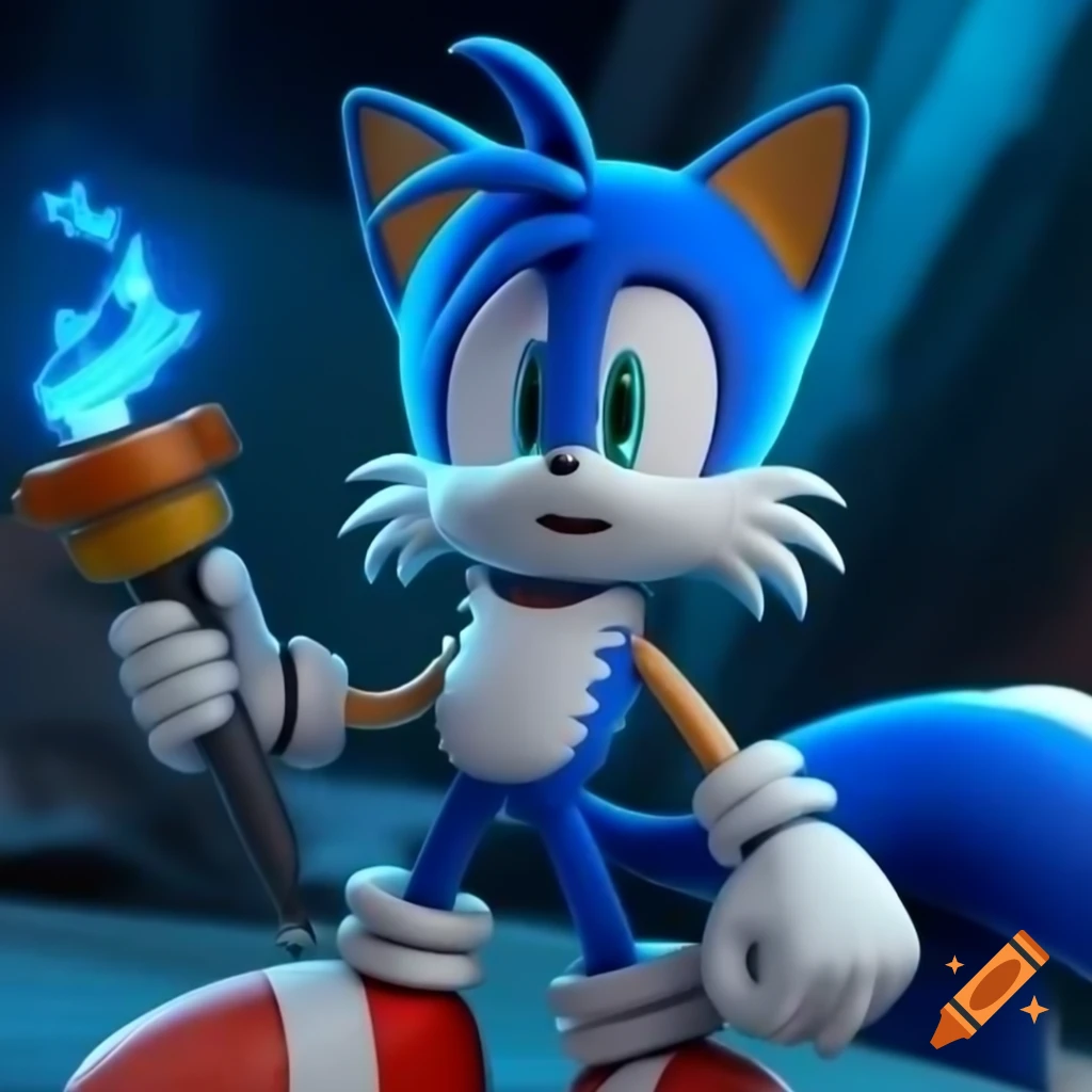 Blue Tails Miles as a cybernetic character