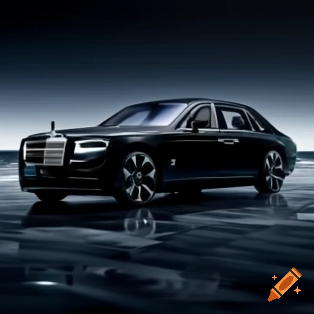Rolls Royce Ghost with matte black exterior and glowing starry white interior