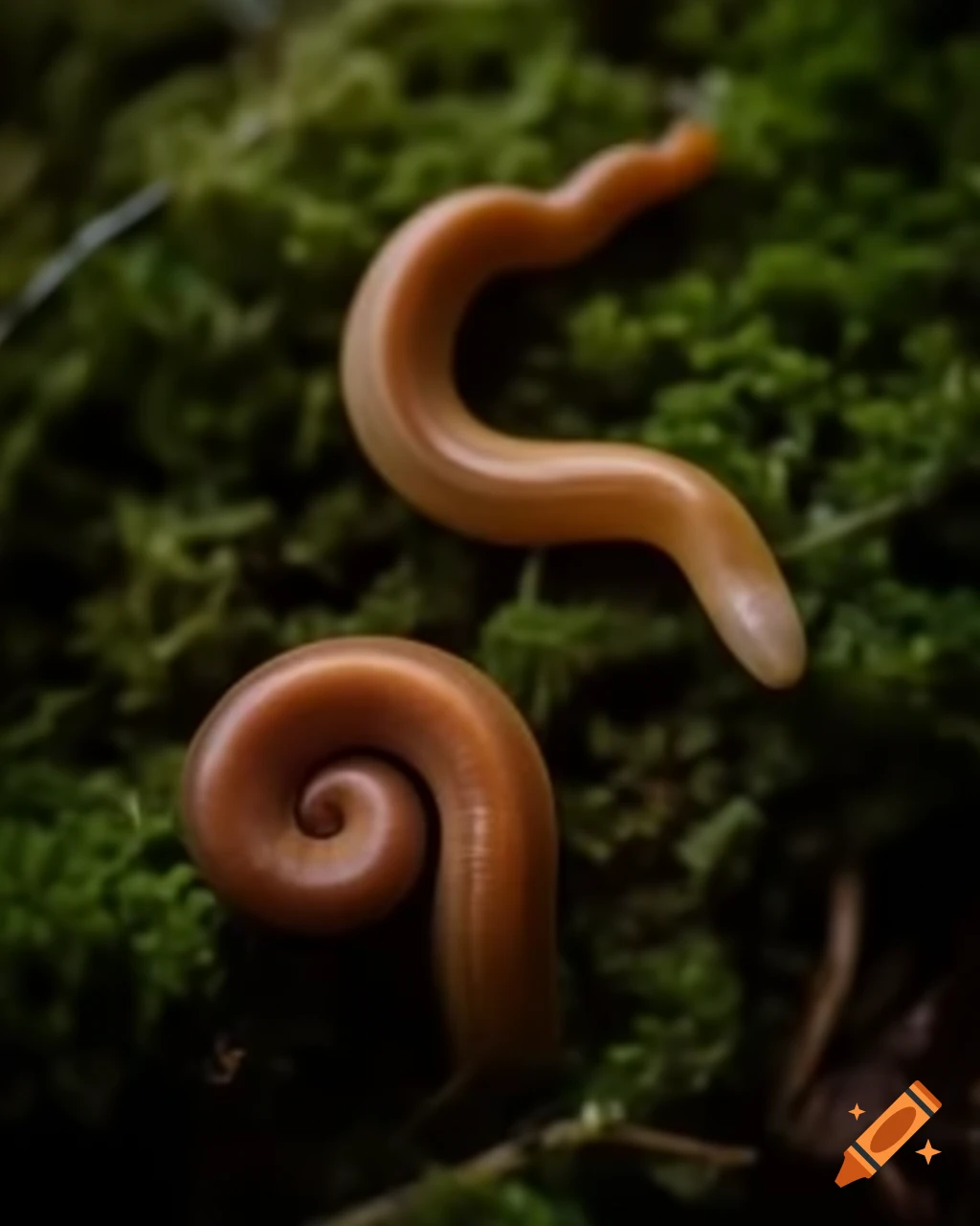 Slimy earthworm on soil